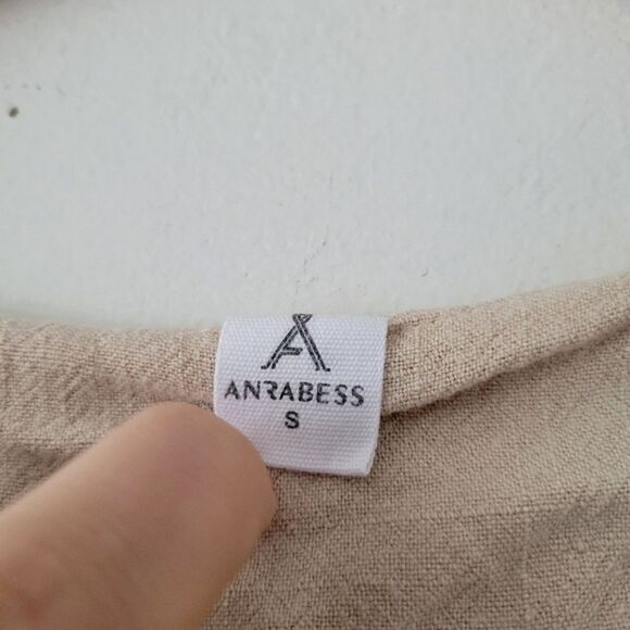 Anrabess Linen Blend Crop Top Beige Small Sleeveless - Picture 2 of 6